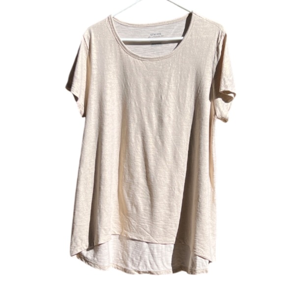 Chico's Tops - Chico's Shimmery Champagne Gold Short Sleeve High-Low Top Chico’s 3 (US size 16)